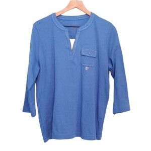 Hastings & Smith Blue 3/4 Sleeve Pocket T-Shirt Size Large NWOT